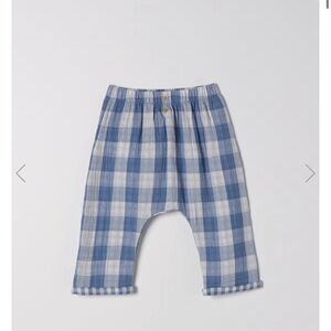 Teddy & Minou blue gingham cotton pants 3-6 months
